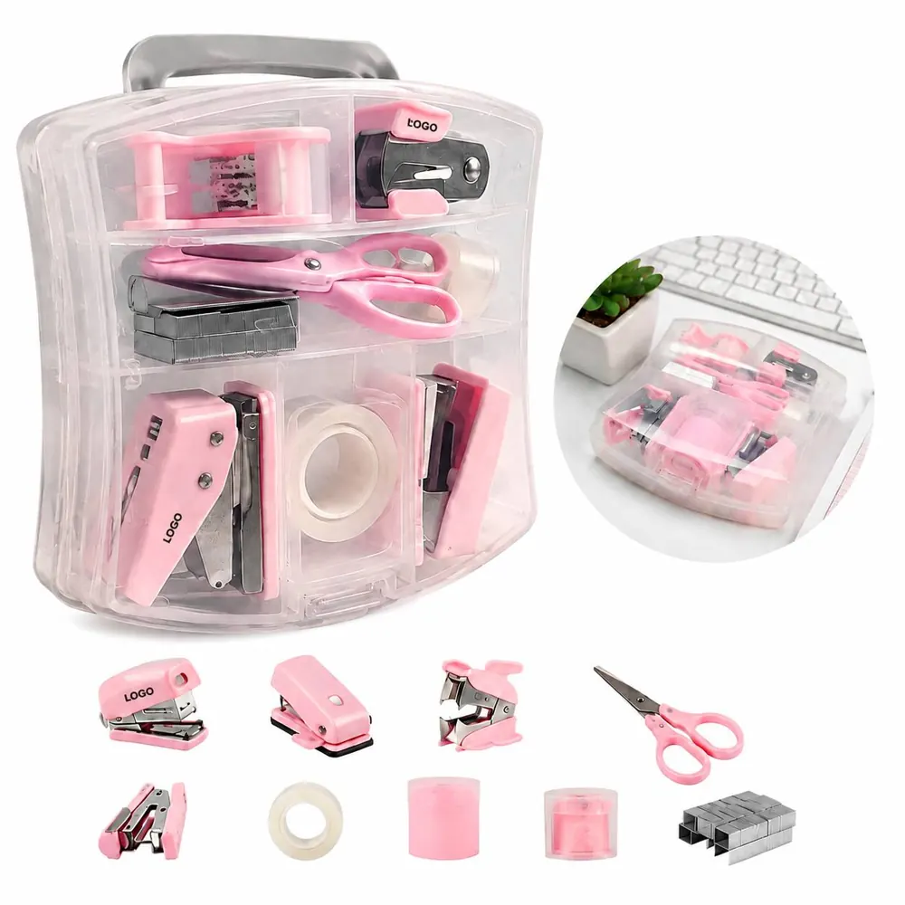 Compact Office Supply Kit with Scissors, Stapler, and Tape