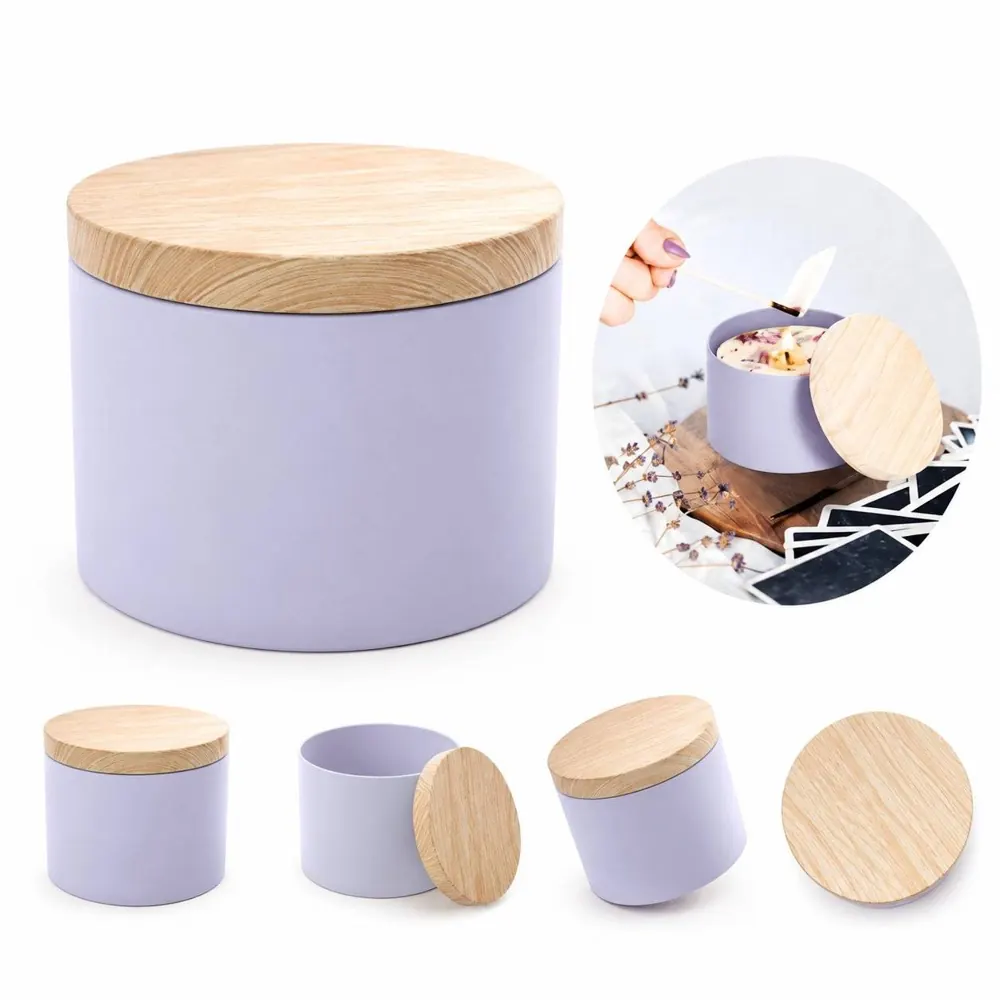 4oz Tin Candle Jar with Wood Lid, Rustic Scented Candle 2