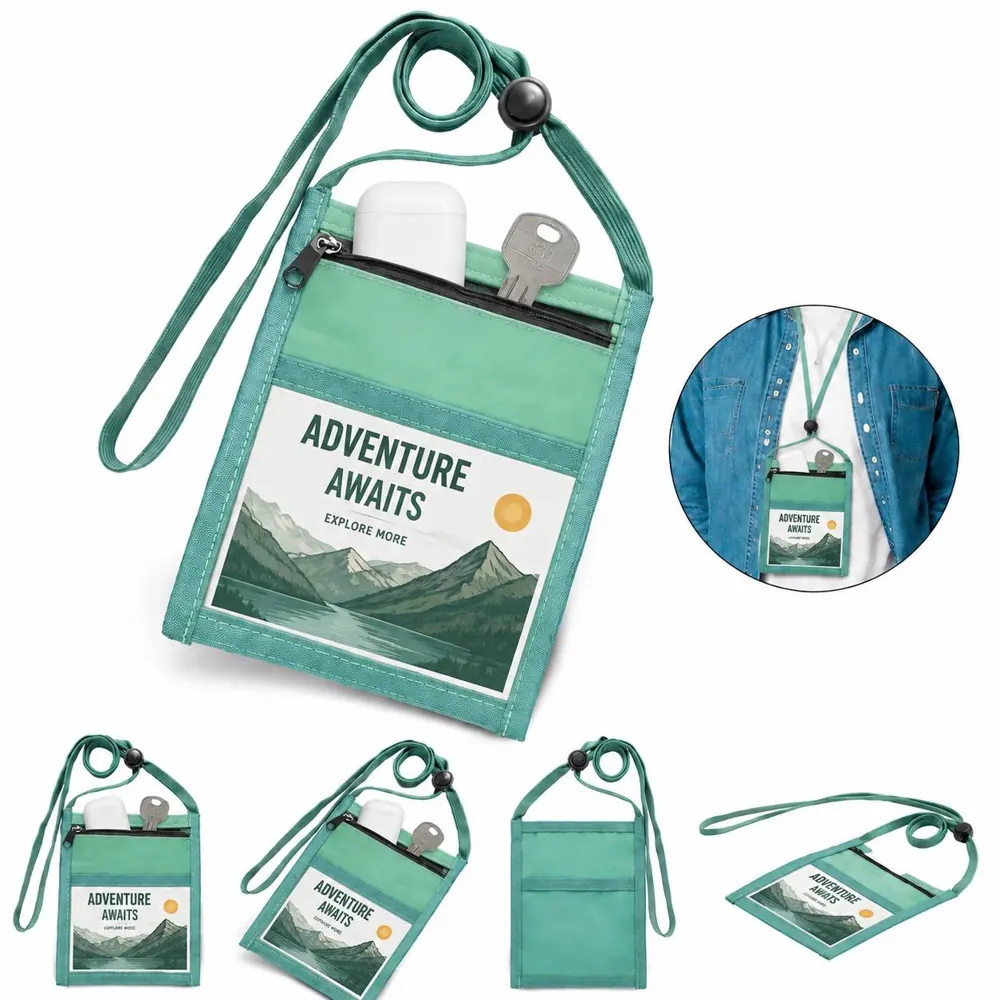 Adjustable Lanyard ID Neck Pouch with Clear Window 2