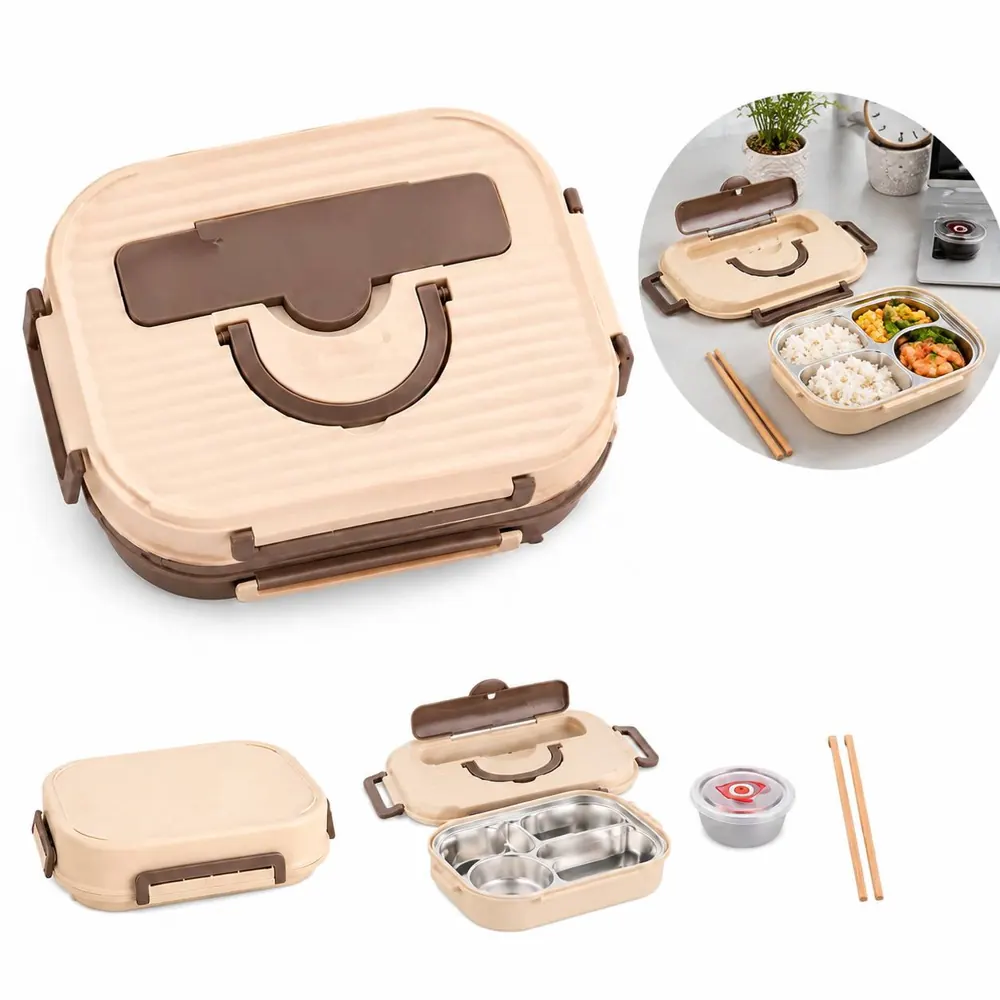 Stainless Steel Bento Box with 5 Compartments, Leak-Proof 2