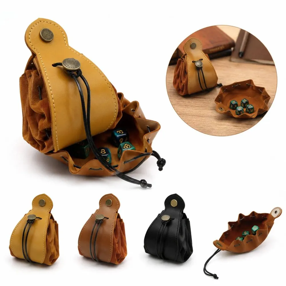 PU Leather Drawstring Dice Bag for RPG Storage 2