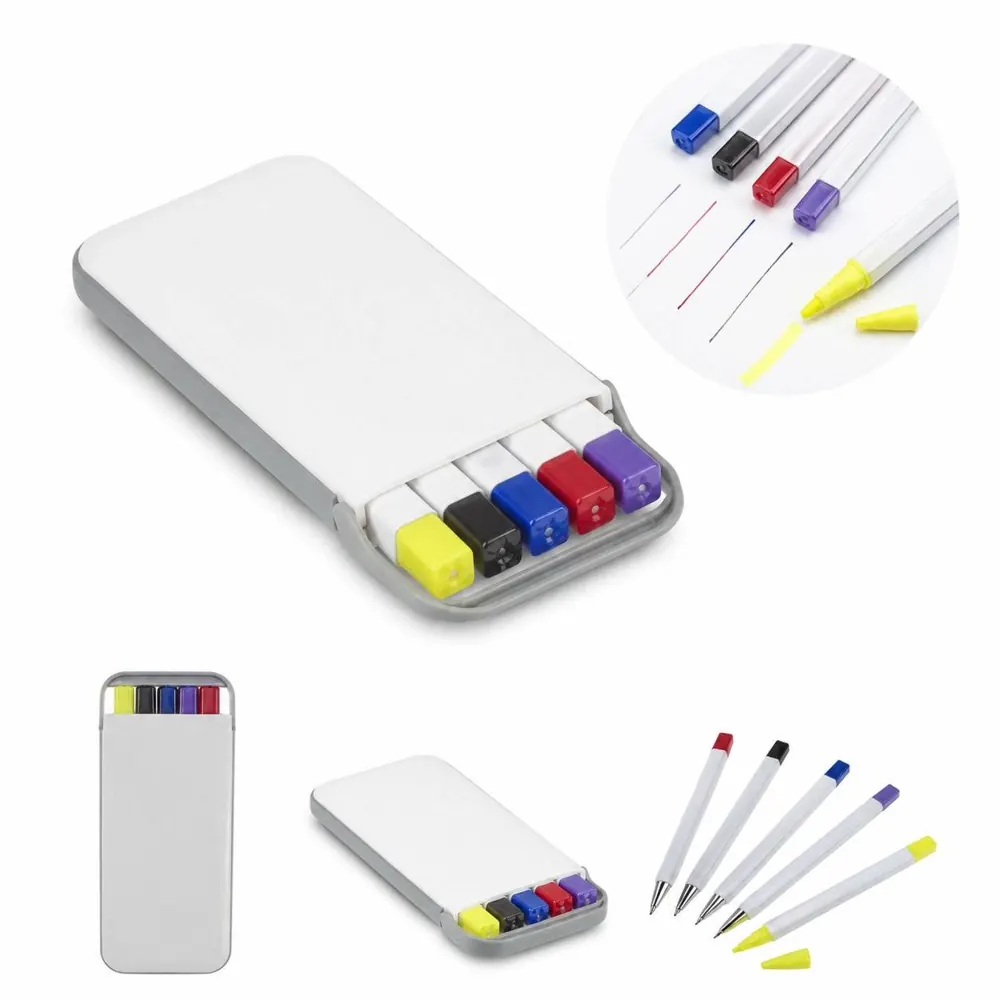 3-in-1 Pocket Stationery Set with Pencil, Pen & Highlighter 2