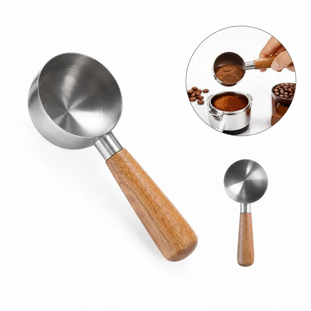 Stainless Steel Coffee Scoop with Natural Wood Handle, 12g 2