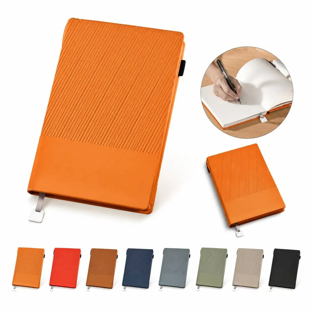 Leather A5 Notebook with Metal Bookmark, Durable Cover 2