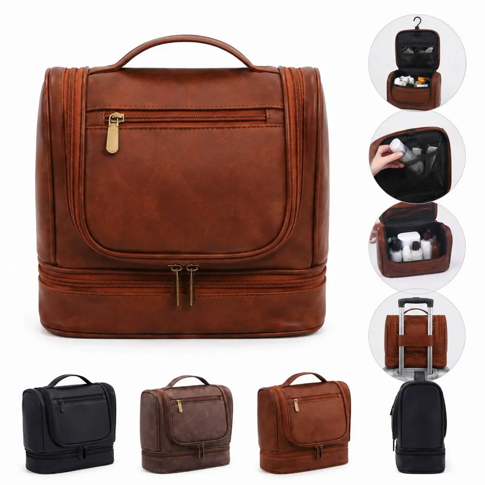 Waterproof Rotatable Hanging Toiletry Bag Double-Layer 2