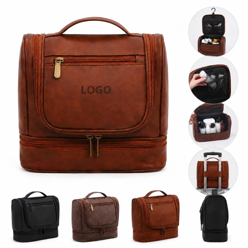 Waterproof Rotatable Hanging Toiletry Bag Double-Layer