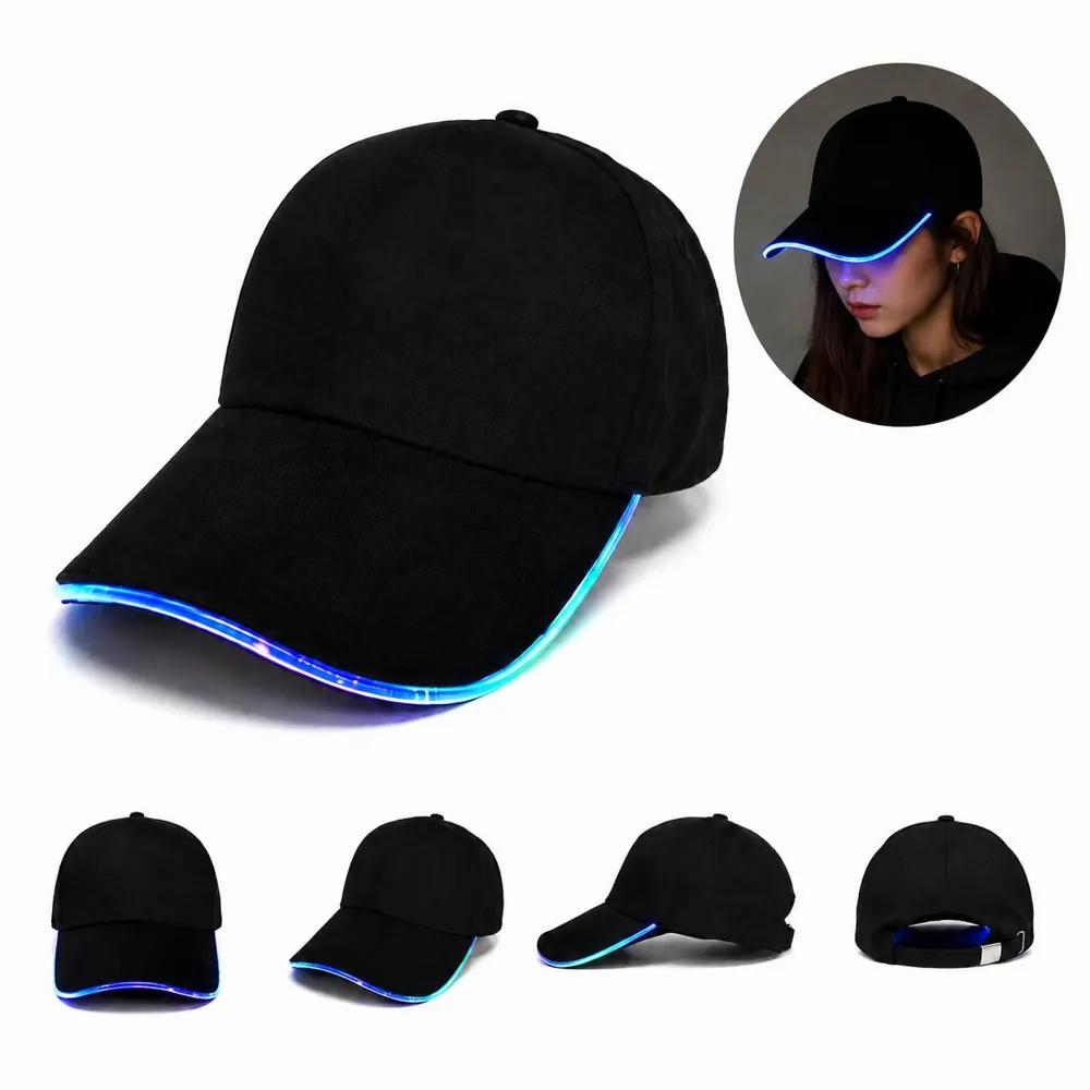 LED Neon Brim Snapback Hat with Glowing Light-Up Baseball 2