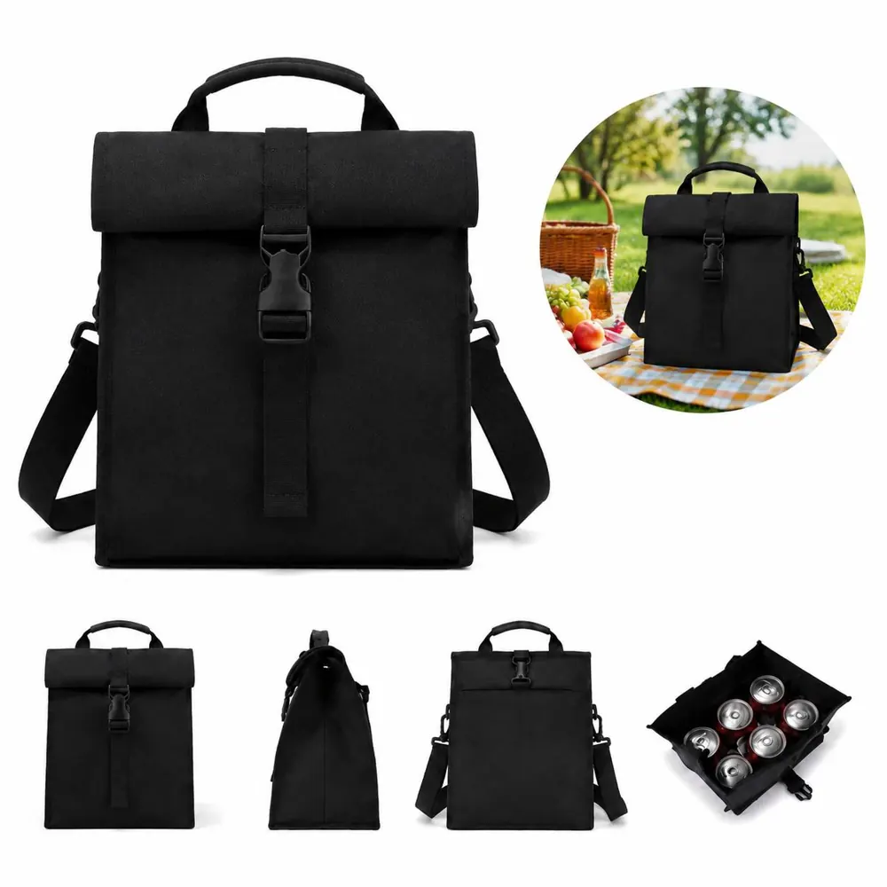 Insulated Rolltop Lunch Bag with Thermal Cooler Lining 2