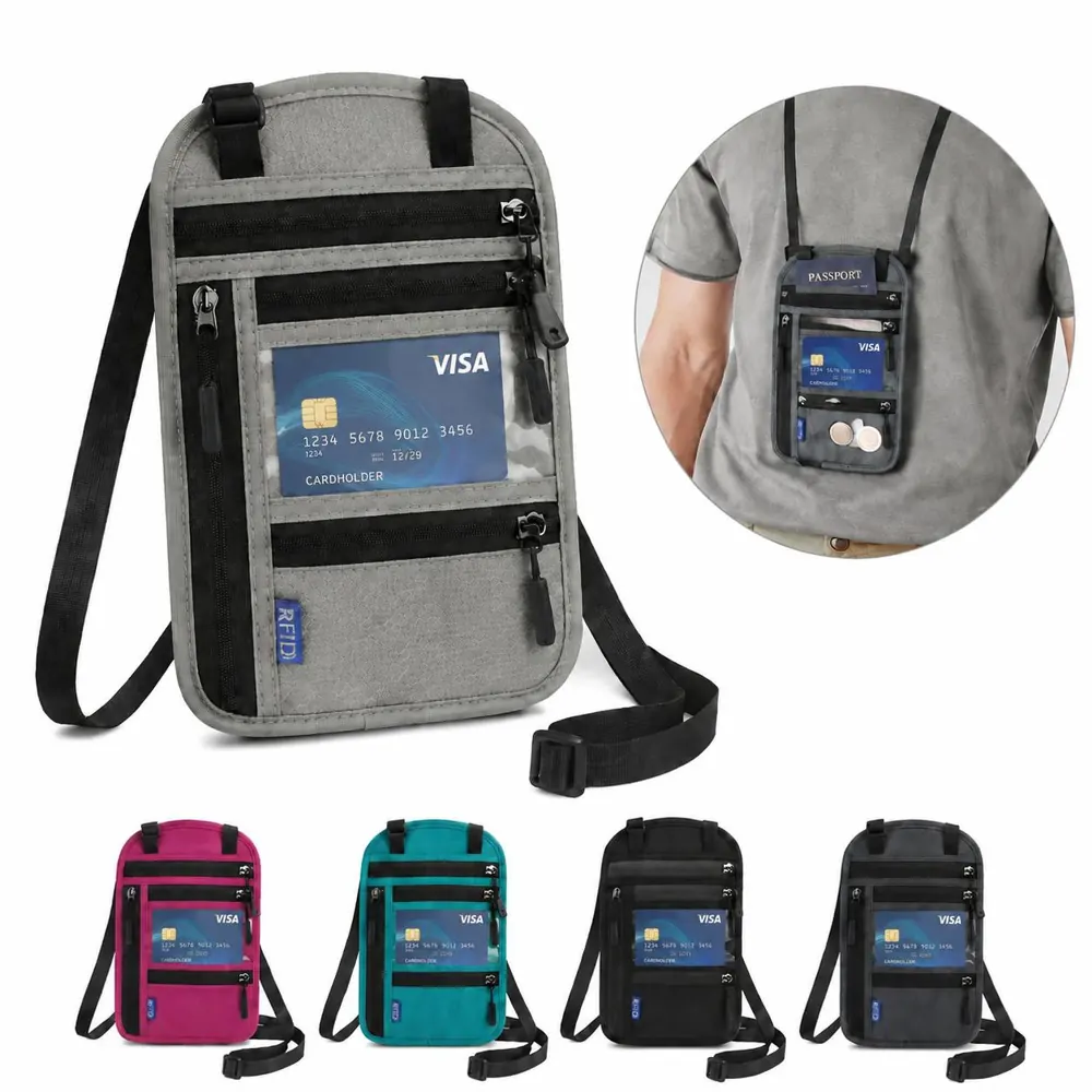 RFID Passport Neck Wallet - Secure Travel Document Holder 2