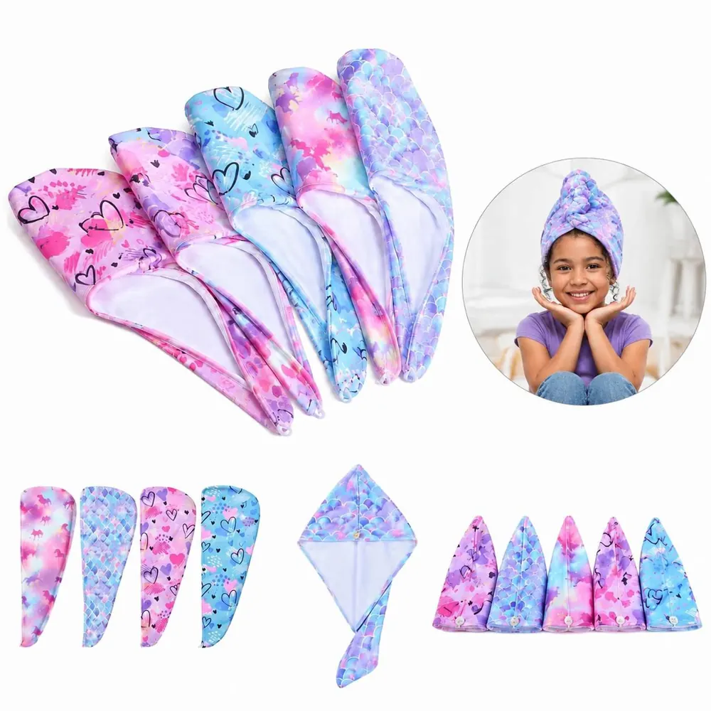 Super Absorbent Microfiber Hair Drying Towel, Full Color 2