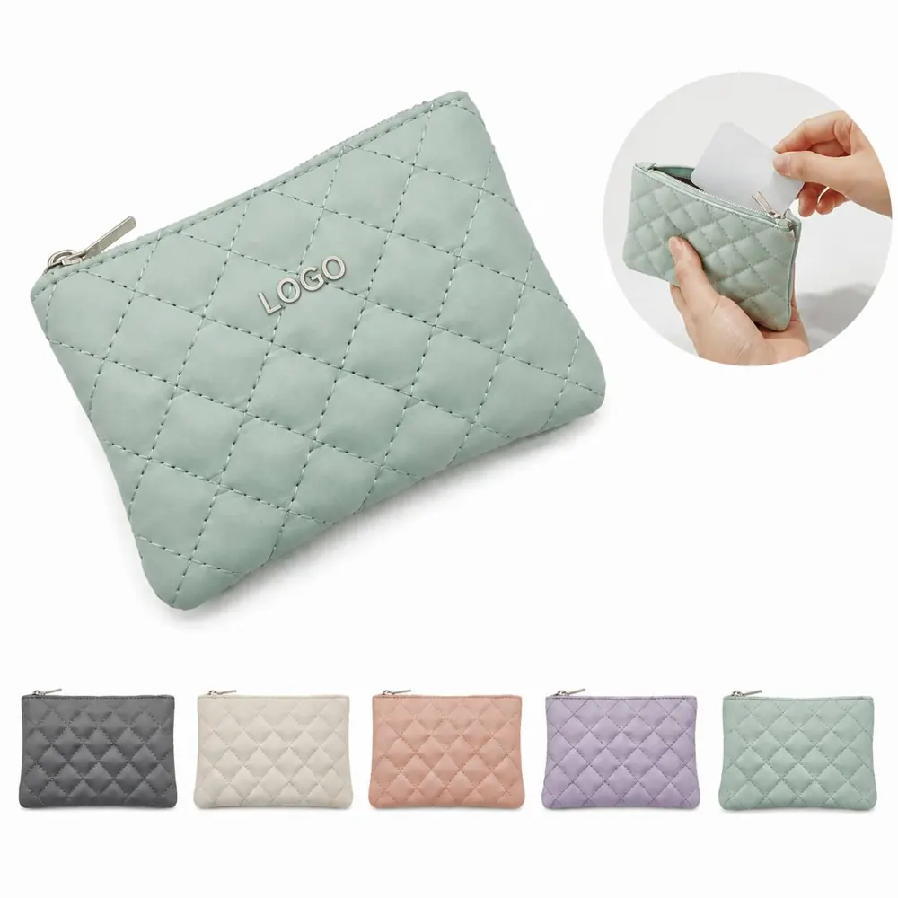 Waterproof PU Leather Zip Coin Purse with Card Slots