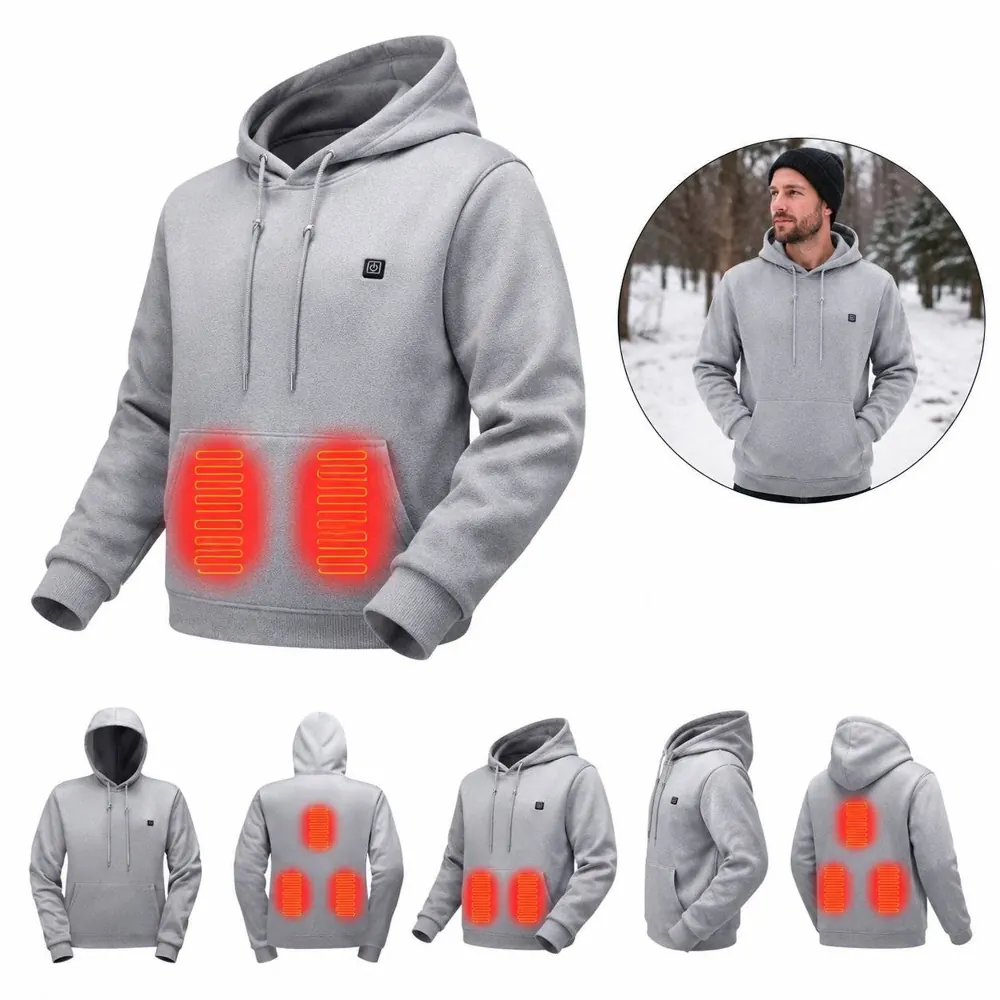 3-Heat Electric Hoodie with Battery-Powered Adjustable 2