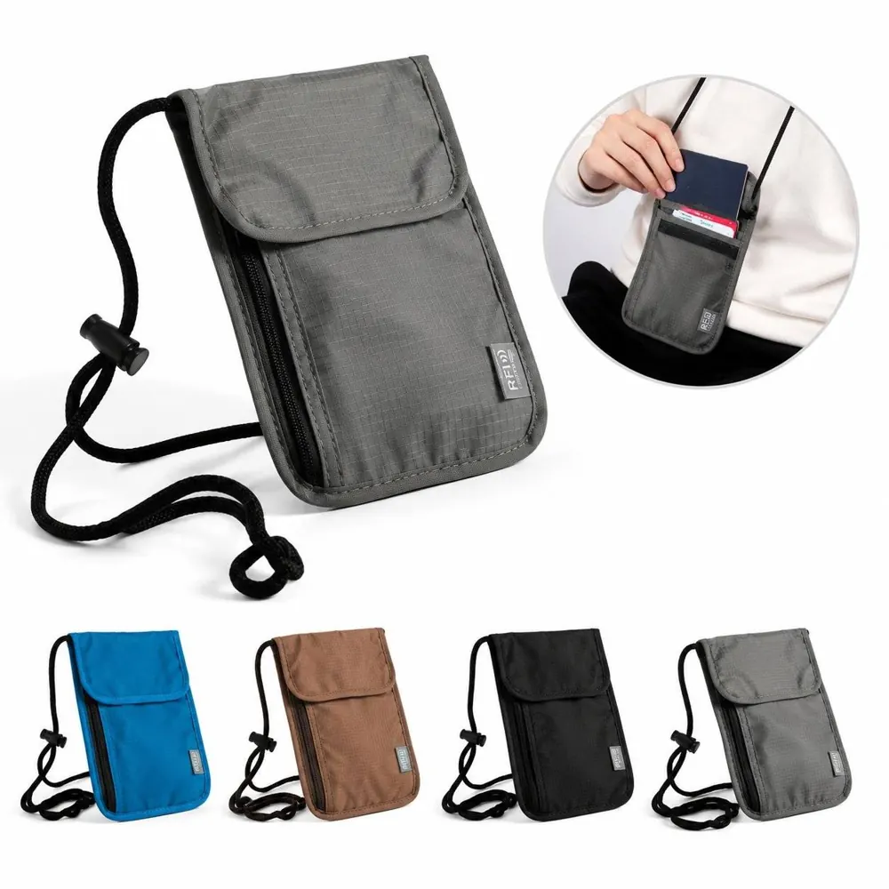 RFID Travel Neck Wallet Passport Holder with Anti-Theft 2