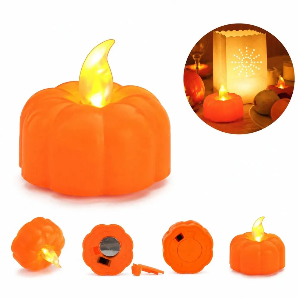 Flameless Pumpkin Tea Lights Candles for Autumn Halloween 2