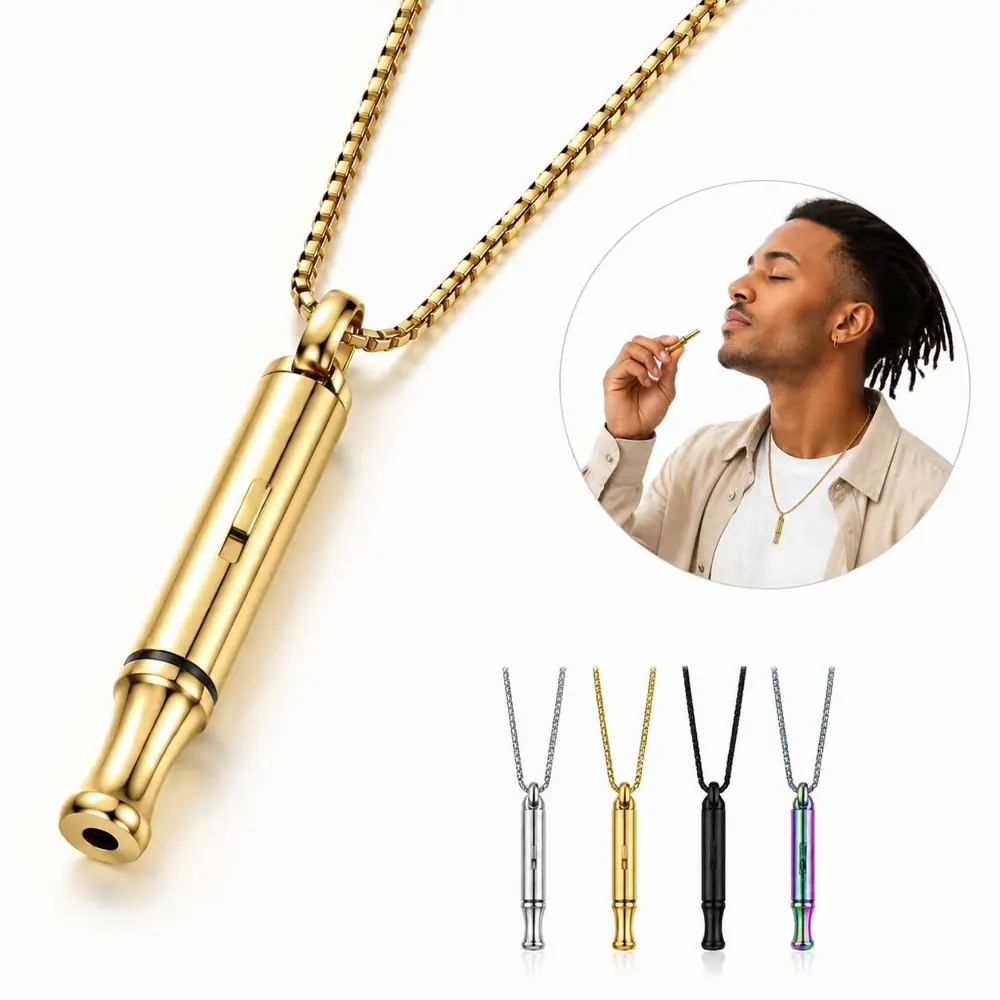 Stainless Steel Mindfulness Necklace for Breathing & Stress 2