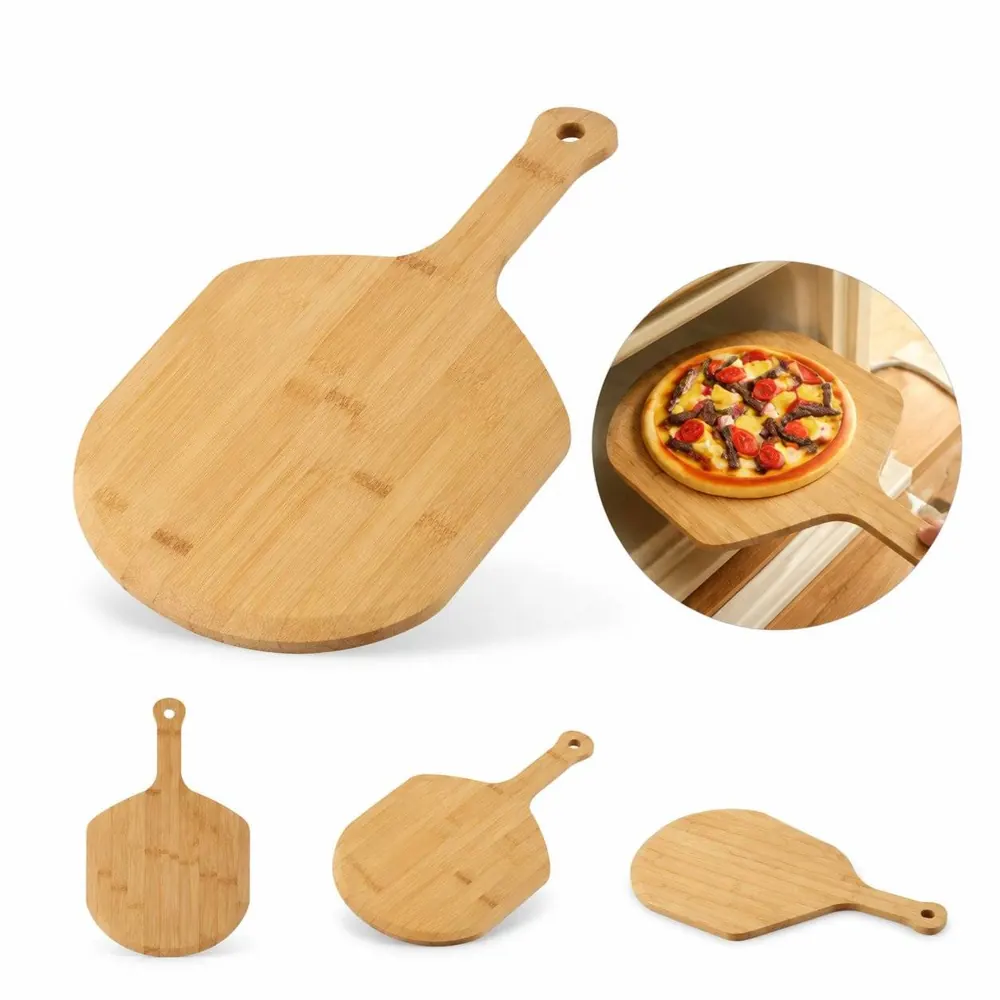 12" Bamboo Pizza Board with Handle for Prep & Serving 2