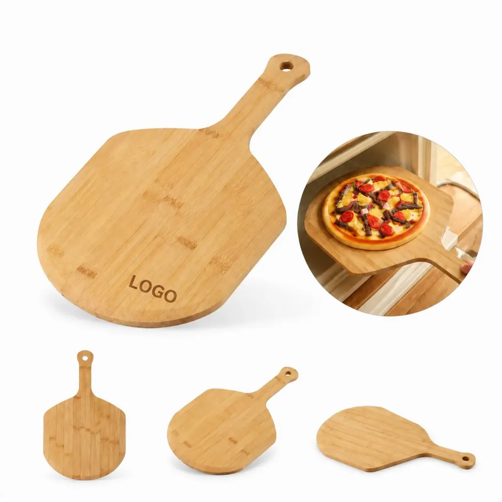 12" Bamboo Pizza Board with Handle for Prep & Serving