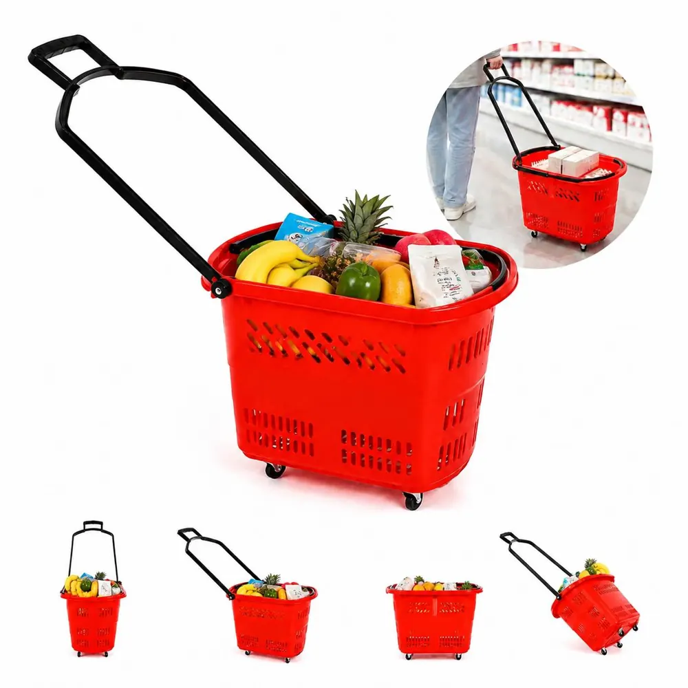 Vented Rolling Storage Basket with Handle, 35L Large 2