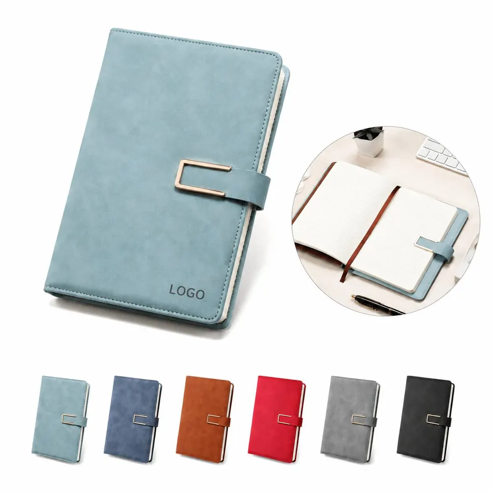 Magnetic PU Leather Notebook with Secure Snap Closure