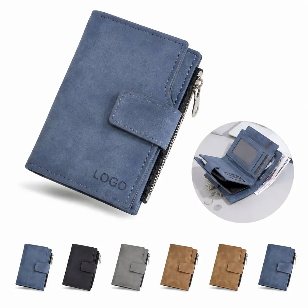 14-Slot PU Wallet with Zippered Coin Pocket