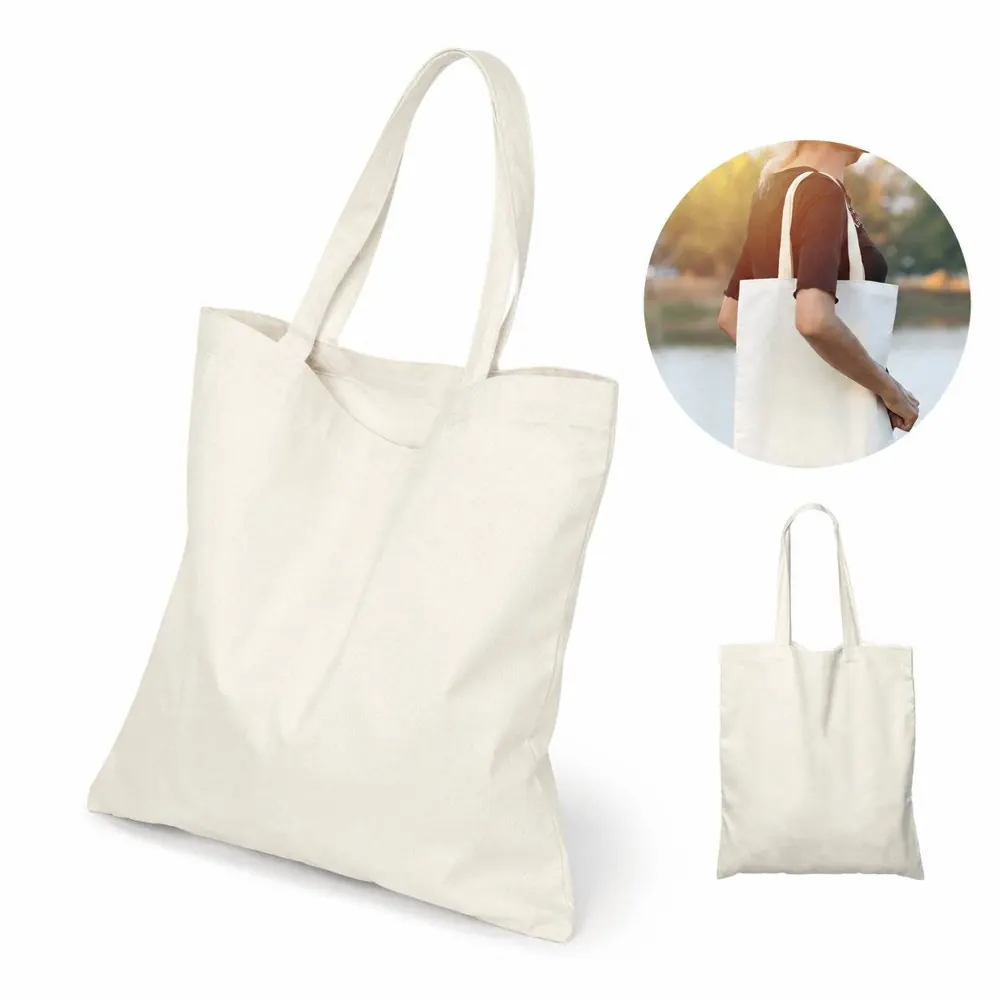 Natural Cotton Canvas Tote Bag for Groceries, Travel 2
