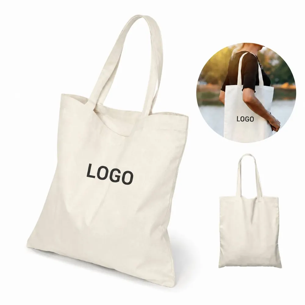 Natural Cotton Canvas Tote Bag for Groceries, Travel
