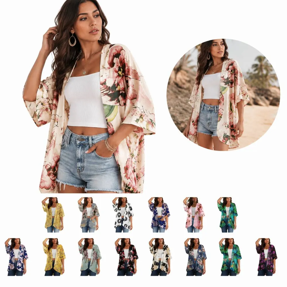 Women's Floral Chiffon Loose Casual Blouse Top 2