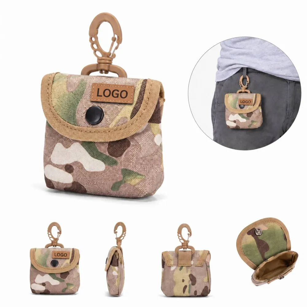 Durable Nylon Coin Purse with Key Hook, Multi-Compartment