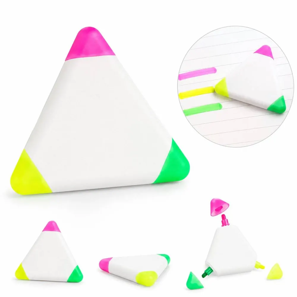 Triangular 3-Color Highlighter Pen, Ergonomic Non-Slip Grip 2