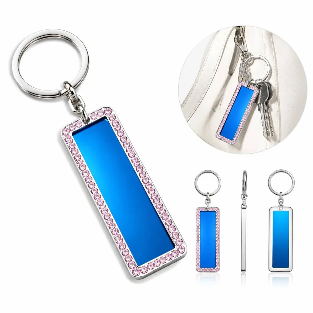 Stainless Steel Rectangular Keychain with Rust-Resistant 2
