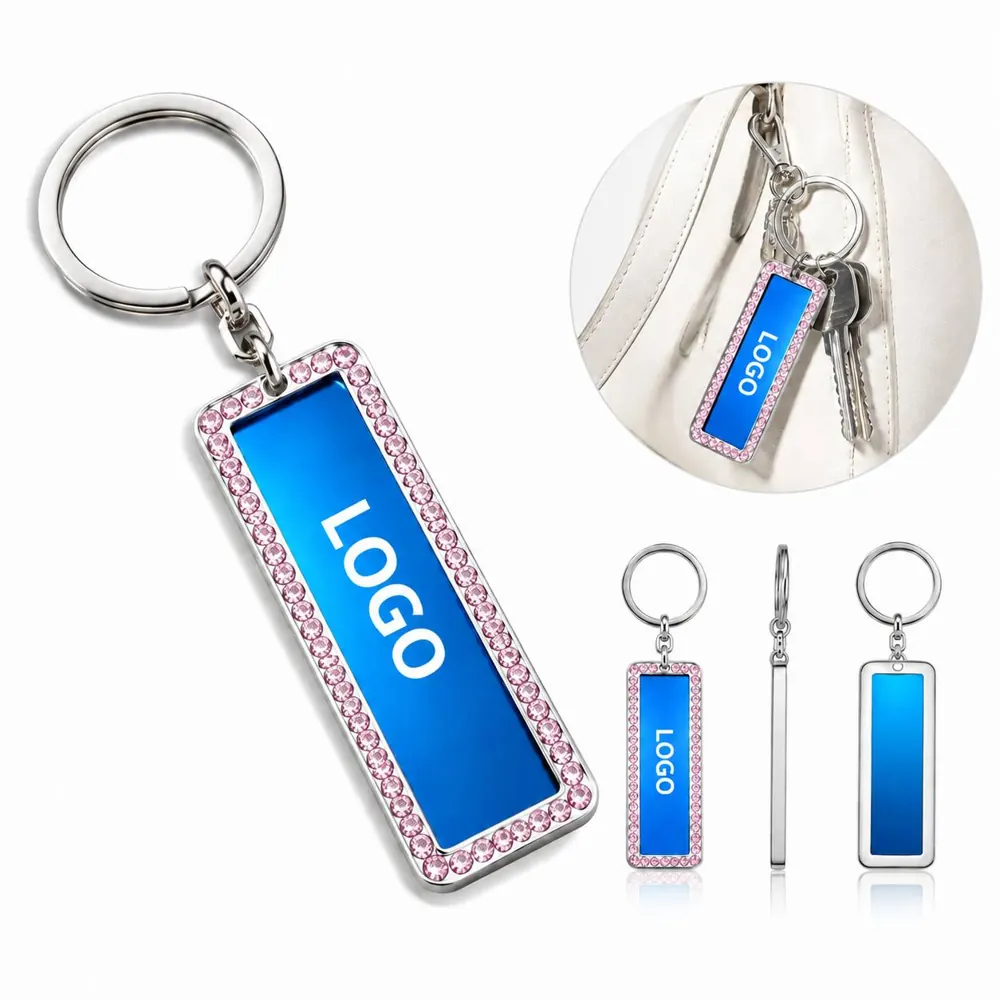 Stainless Steel Rectangular Keychain with Rust-Resistant