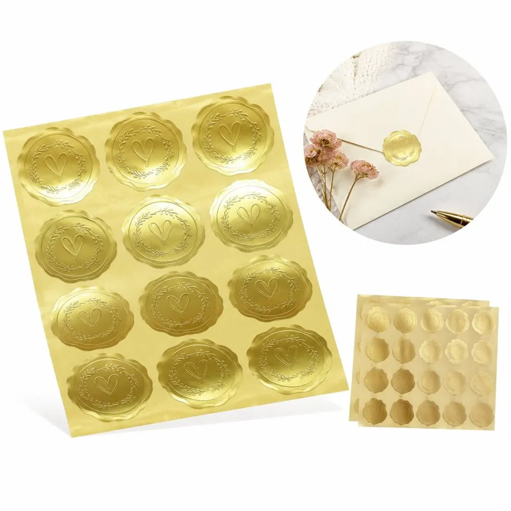Gold Foil Envelope Seals for Wedding Invitations 2