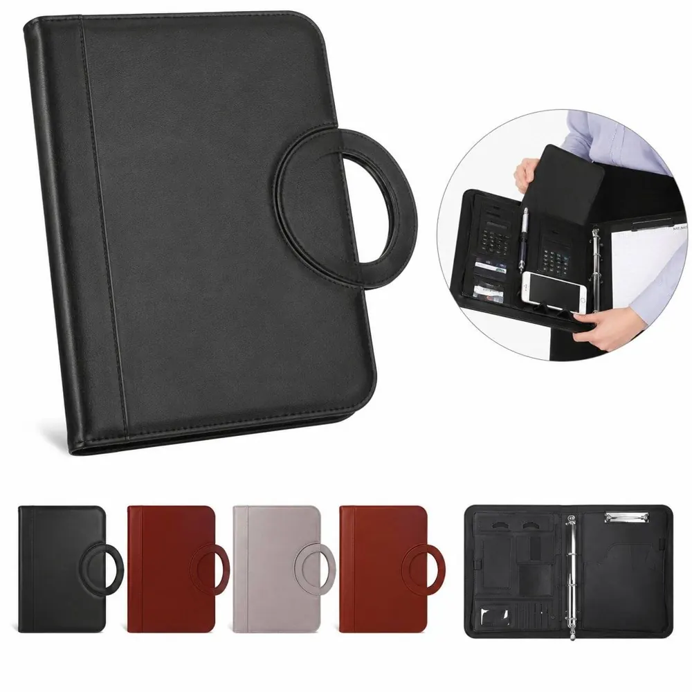A4 PU Leather Zippered Portfolio with Handle Organizer 2