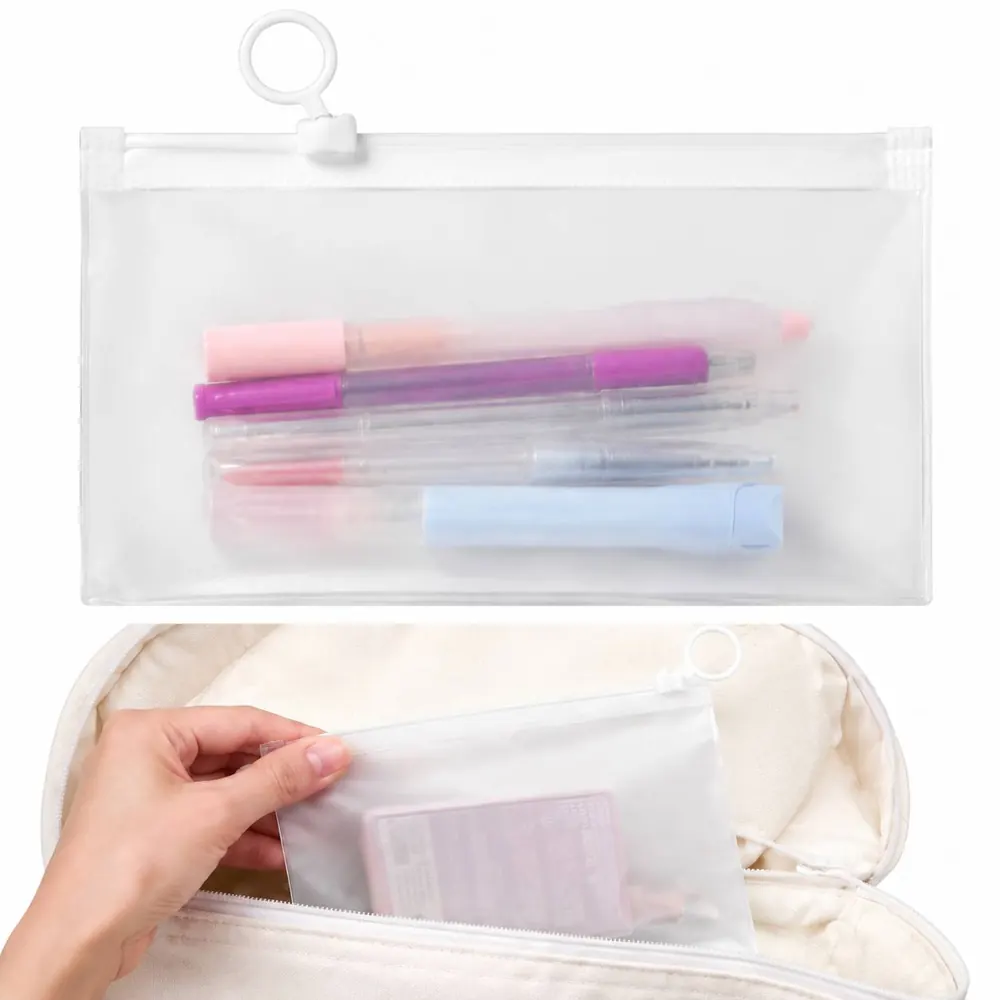 PEVA Waterproof Zipper Pouch, Frosted Bag for Outdoor Use 2