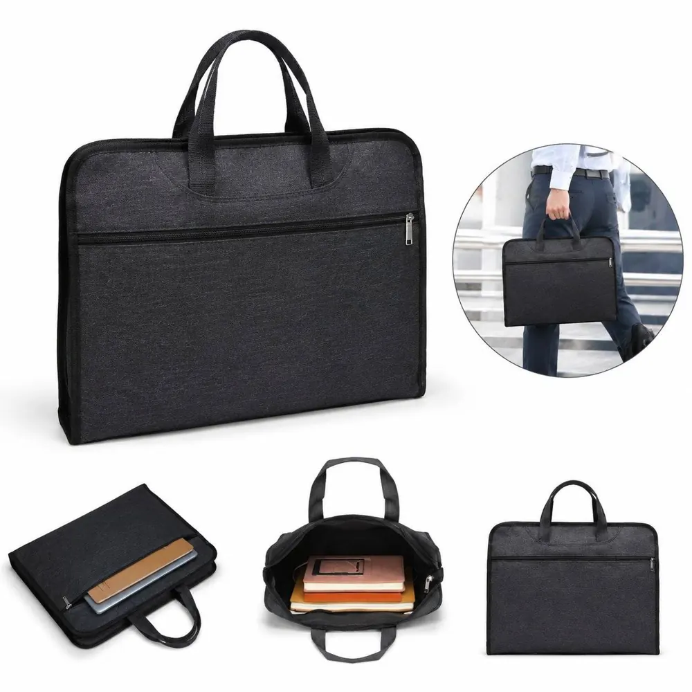 Waterproof Oxford Briefcase Portable File Bag with Multiple 2