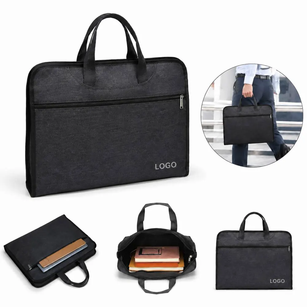 Waterproof Oxford Briefcase Portable File Bag with Multiple