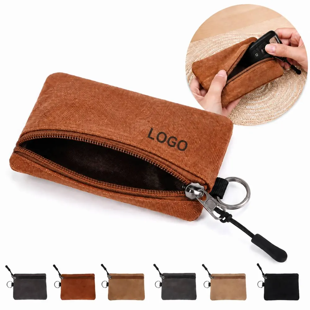 Canvas Key Ring Coin Purse with Adjustable Buckle Strap