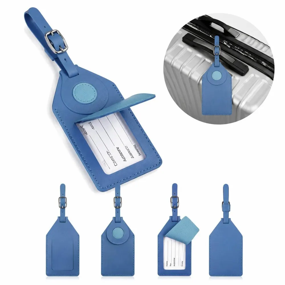 PU Leather Luggage Tag with ID Card Window for Suitcase 2