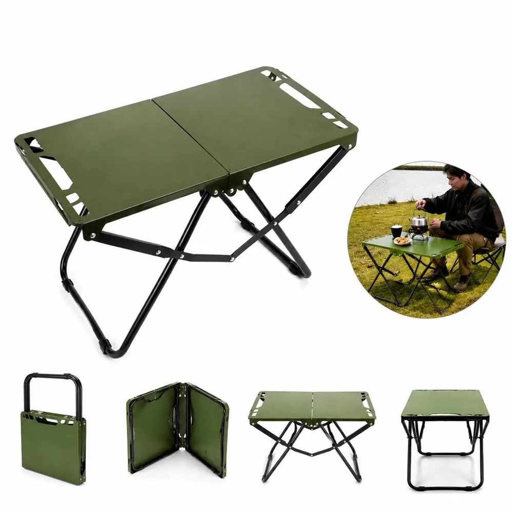 Folding Camping Table, Heavy-Duty Carbon Steel, Portable 2
