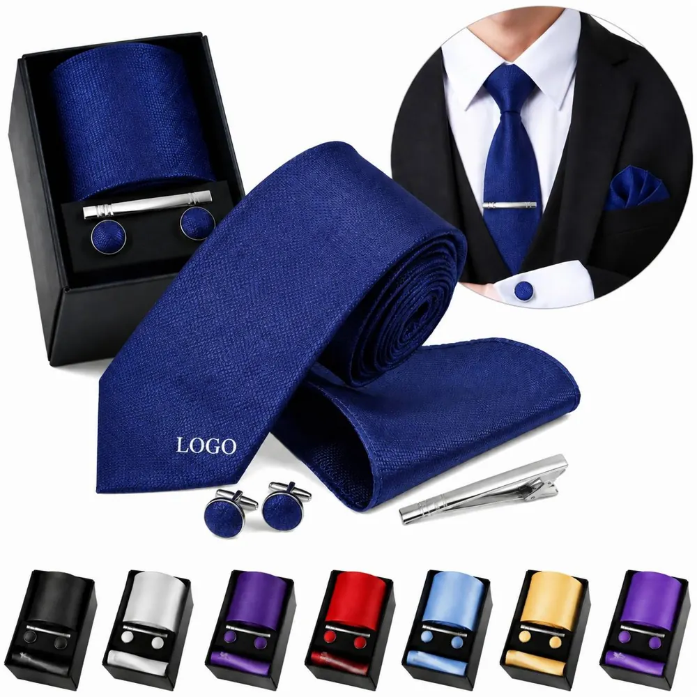Men's Polyester Silk Necktie Gift Set with Box