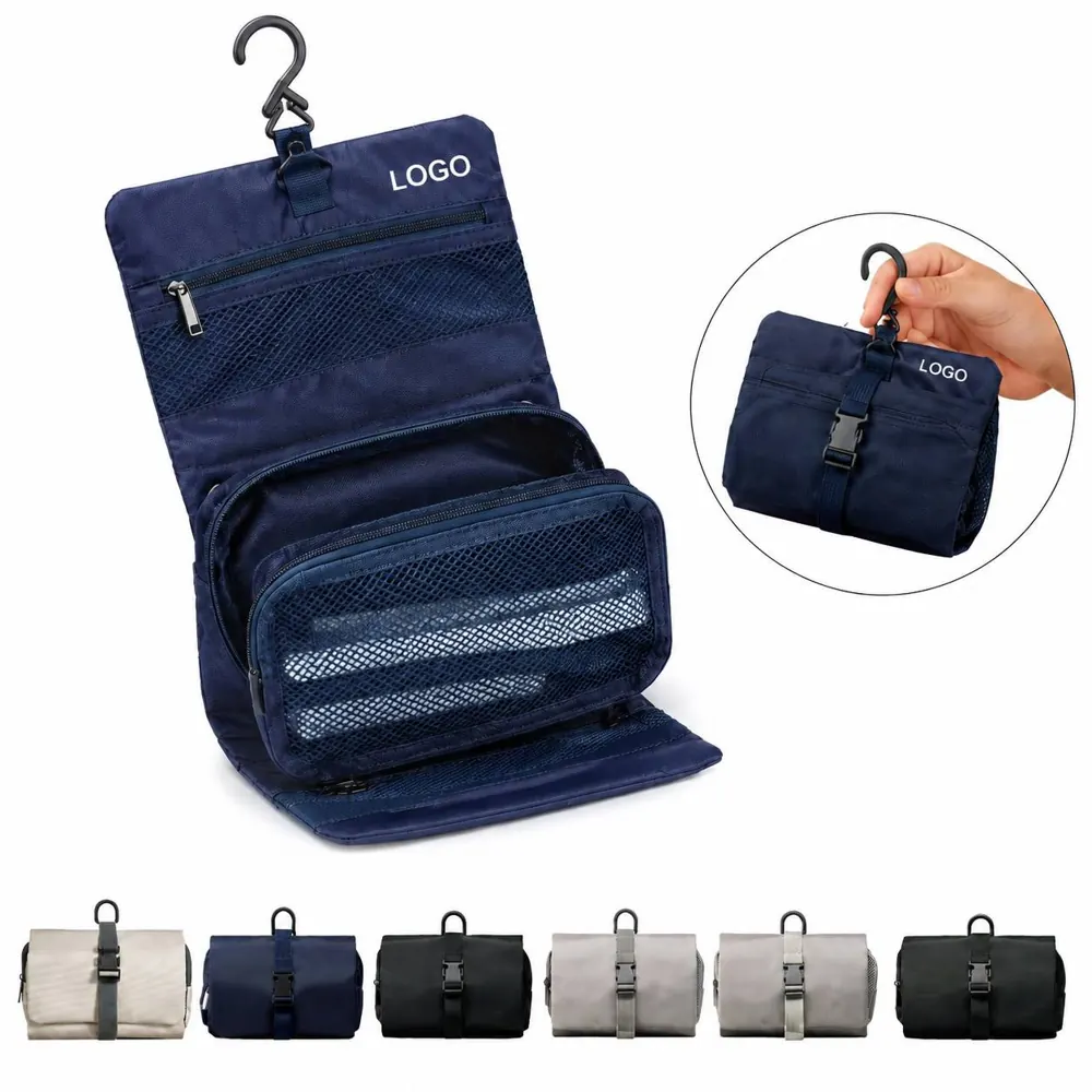 Foldable Waterproof Toiletry Bag with Snap-On Compartments