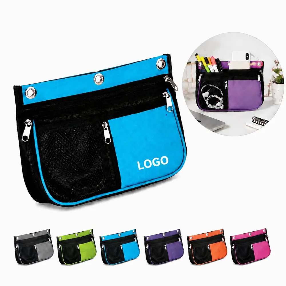 3-Compartment Expandable Pencil Pouch for 3-Ring Binder