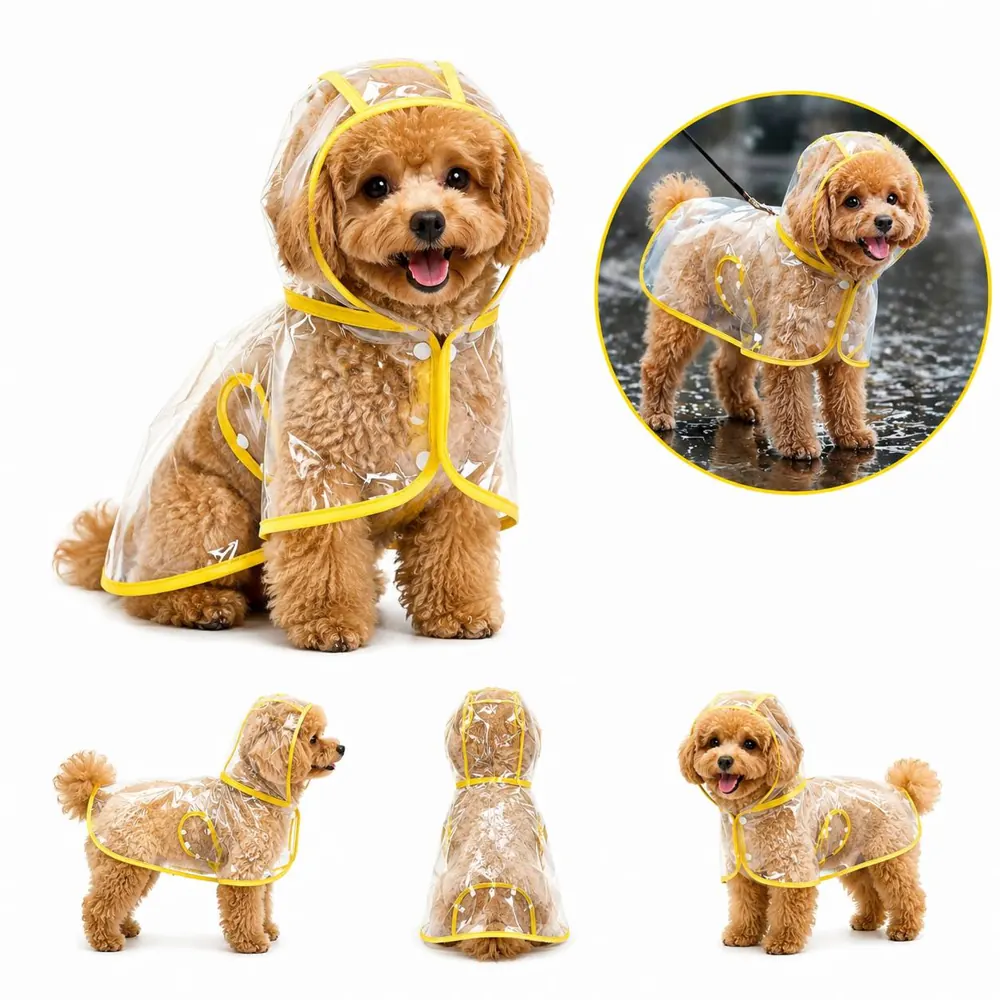 Transparent Dog Raincoat Waterproof Poncho with Leash 2