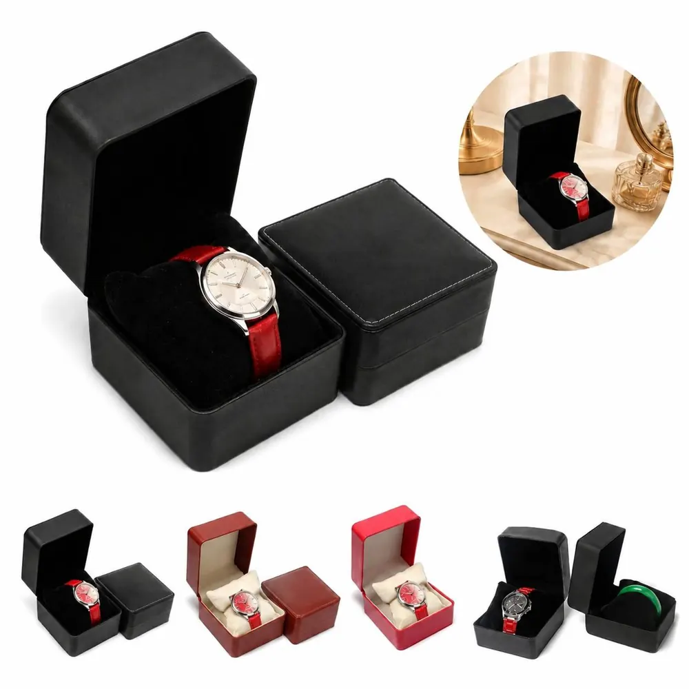PU Leather Watch Case with Soft Interior for Travel Storage 2