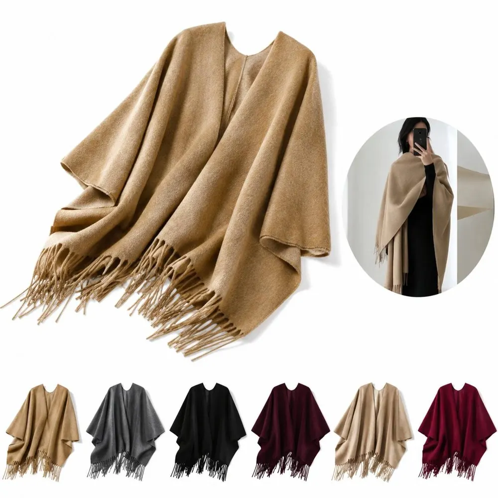 Elegant Soft Polyester Fringed Wrap Shawl for Women 2