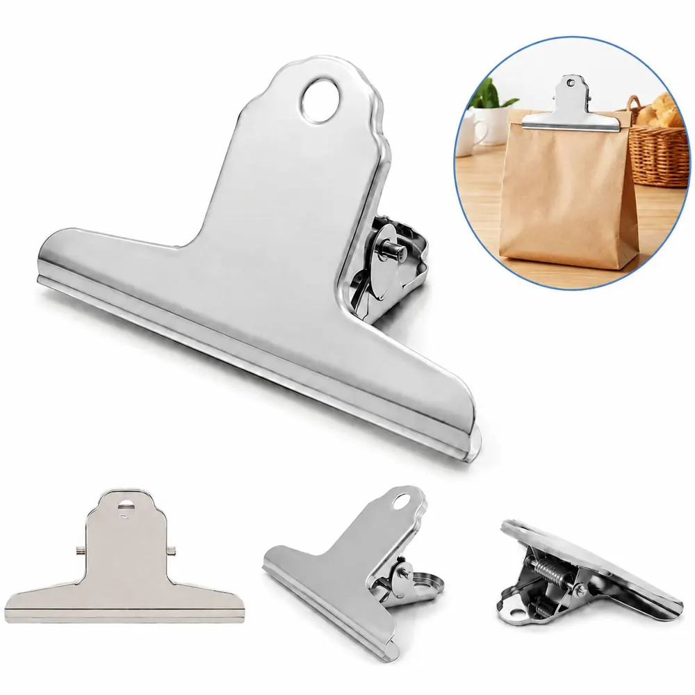 4 Inch Large Silver Bull Design Stainless Steel Binder Clips 2