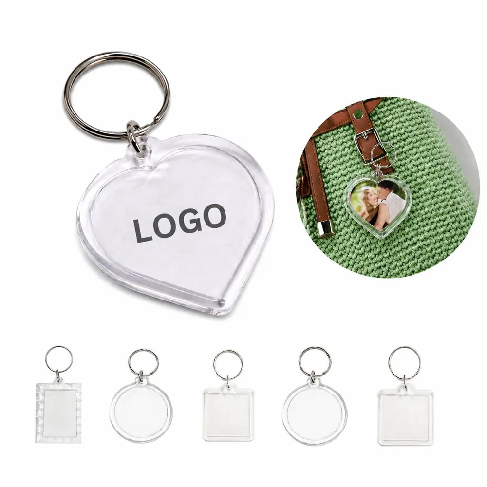 Clear Acrylic Photo Keychain with Easy-Swap Picture Frame