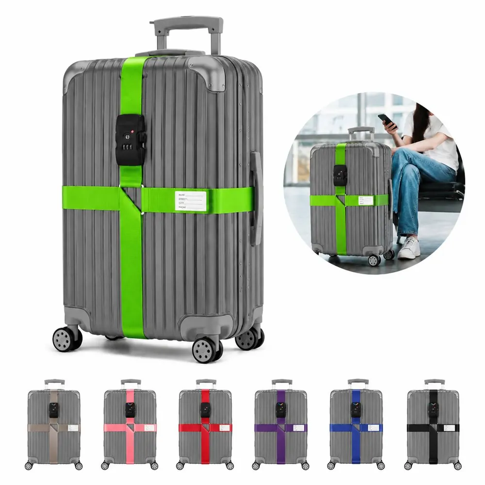 TSA Lock Cross Luggage Strap with Adjustable Fit and ID 2