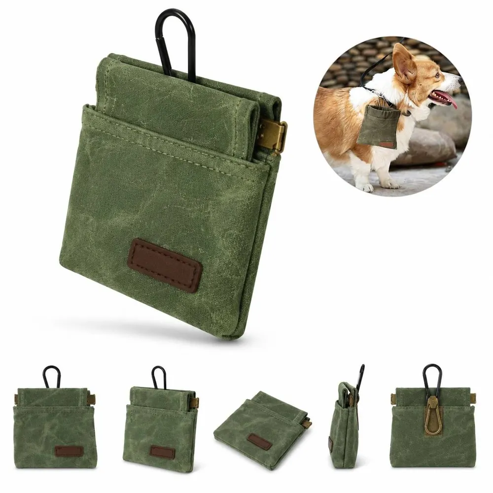 Waxed Canvas Pet Training Treat Pouch with Belt Clip 2