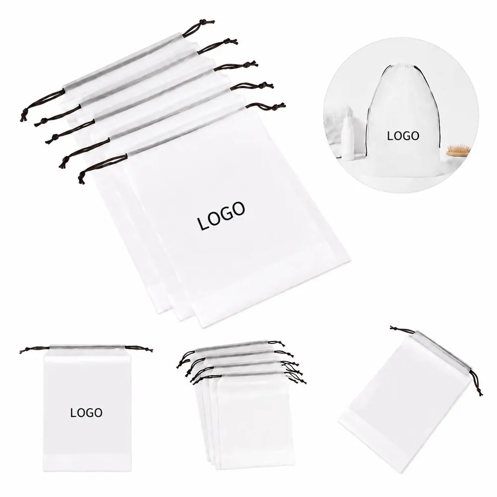 Frosted Plastic Drawstring Storage Pouch for Home